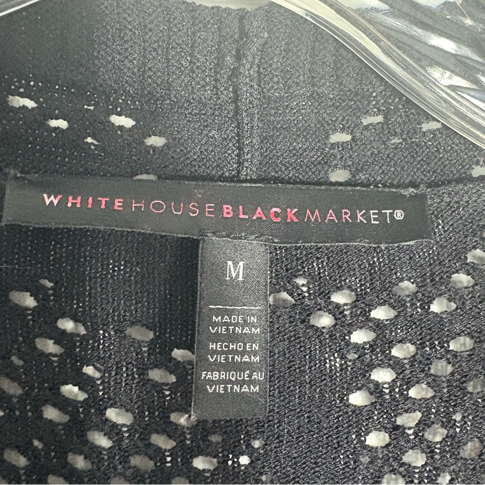 WHBM Open-Front Lightweight Roses Semi-Sheer Sweater in Black Size M - Picture 4 of 5